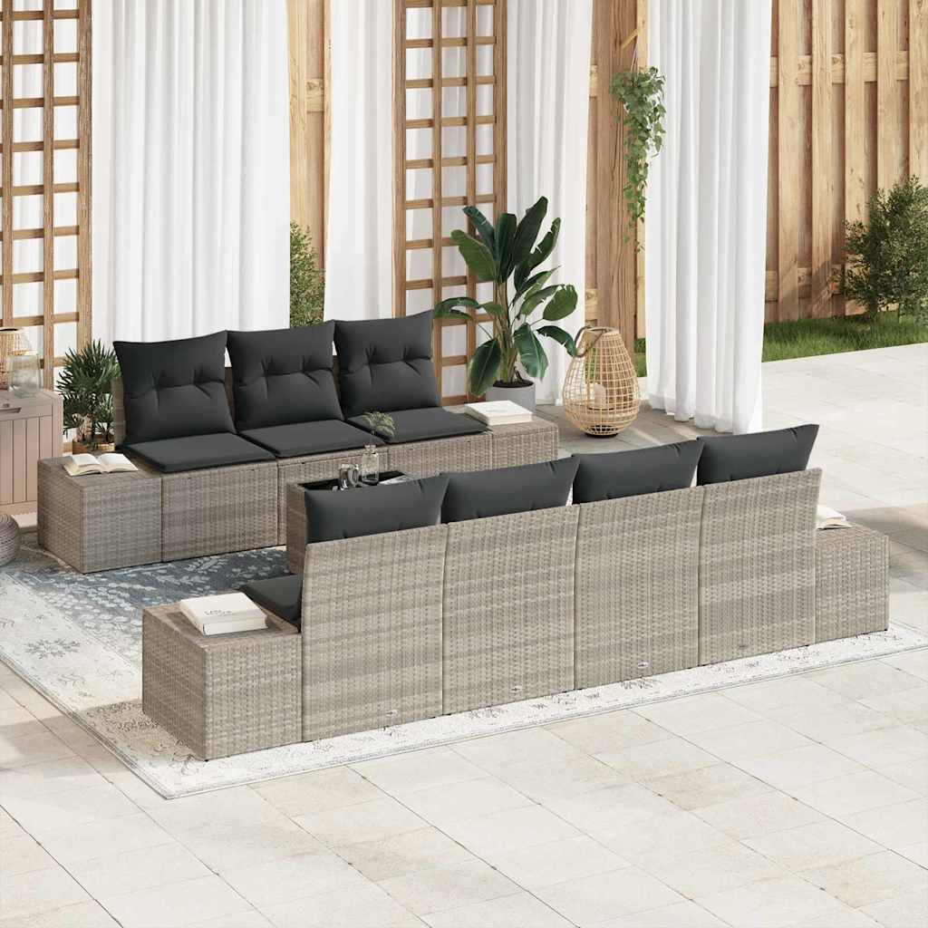 Garten-Sofa-Set 8 pcs Hellgrau und Dunkelgrau 55 x 55 x 37 cm